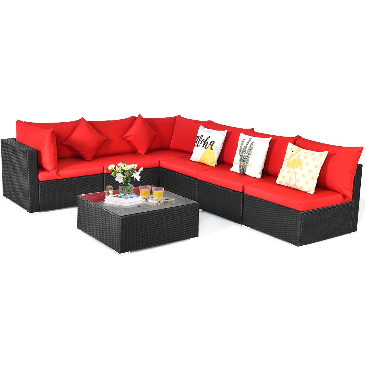 Amazon.com: COSTWAY Juego de muebles de patio de 7 piezas, juego